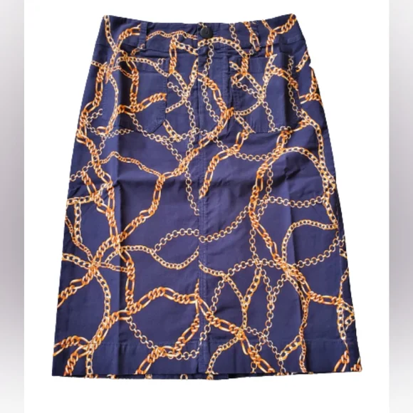 Anthropologie fitted patch pockets skirt, medium, blue - Picture 6 of 15